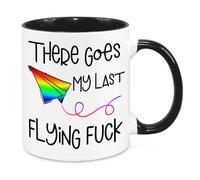 There Goes My Last Flying F**k - Funny Novelty Gift Silly Present Mug Birthday Christmas for Mum Dad Friend Sister Brother Grandparents for Man Woman Secret Santa Work Quotes (Rainbow)
