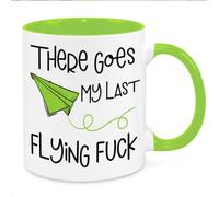 There Goes My Last Flying F**k - Funny Novelty Gift Silly Present Mug Birthday Christmas for Mum Dad Friend Sister Brother Grandparents for Man Woman Secret Santa Work Quotes (Green)
