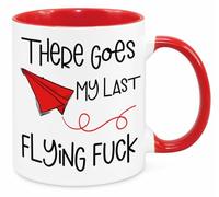 There Goes My Last Flying F**k - Funny Novelty Gift Silly Present Mug Birthday Christmas for Mum Dad Friend Sister Brother Grandparents for Man Woman Secret Santa Work Quotes (Red)