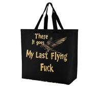 There Goes My Last Flying Fuck Novelty Women's Shoulder Tote Bag Shopping Bags Reusable Lightweight Grocery Handbags Travel Storage Pouch