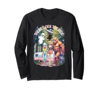 There Goes The Ride Bigfoot Alien Woman Skeleton Halloween Long Sleeve T-Shirt