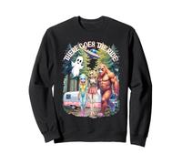 There Goes The Ride Bigfoot Alien Woman Skeleton Halloween Sweatshirt