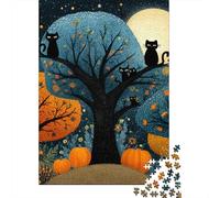 There Is A Black Cat on A Branch And A Big Blue Moon Rätsel Für Erwachsene || 70x50cm/1000pcs Puzzles Lernspiele Home Decor Puzzles