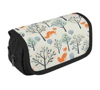 There Is A Fox in The Tree Pencil Case Organizer - Large Capacity 3 Compartment Pencil Pouch for Adults, Portable Makeup Bag & Aesthetic Stationery Bag with Zipper (8.7x4.3") Unisex Gift