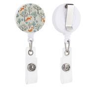 There is A Fox in The Tree Retractable Badge Reel - Personalized ID Name Badge Holder with Lanyard Cute Badges Reel Holder Round Nurse Doctor Name Tag Badges Clip for Work