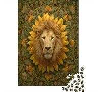 There Is A Lion's Head in The Middle of The Sunflower Jigsaw Puzzles Challenge Toy Educational Games Home Decoration for Adults& Teenager Age 14 Years Up 70x50cm/1000pcs