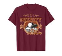 There is a New Sheriff in Town Southern West Wild Western T-Shirt, Men, Burgundy, Medium