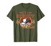 There is a New Sheriff in Town Southern West Wild Western T-Shirt, Men, Olive Green, Medium