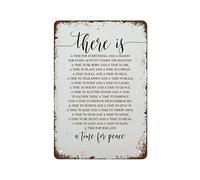 There is A Time for Everything, Ecclesiastes, Bible Verse Print, Christian Wall Decor, Scripture Wall Art, Christian Gift Retro Metal Tin Sign Vintage Aluminum Sign for Home Coffee 8×12 Inch