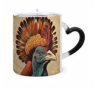 There Is A Turkey on The Head Color Changing Mug Heat Changing Coffee Mugs Funny Magic Cup Heat Sensitive Travel Mug Novelty Coffee Cups Personalized Customized Gift Idea for Men & Women 11 Oz