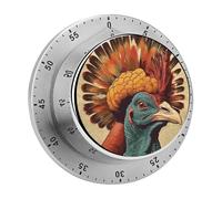 There is A Turkey on The Head Kitchen Timer 60 Minute Visual Wind Up Timers Indoor Mechanical Timers with Magnetic Base Stainless Steel Timer for Home Cooking Time Management Tool
