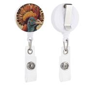 There is A Turkey on The Head Retractable Badge Reel - Personalized ID Name Badge Holder with Lanyard Cute Badges Reel Holder Round Nurse Doctor Name Tag Badges Clip for Work