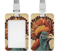There is A Turkey on The Head Retractable ID Badge Holder with Lanyard - Vertical Badge Reel,Keychain Clip,Name Tag Id Card Holder Protector for Nurse Officer Teacher Security Staff Women Men
