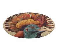 There is A Turkey on The Head Round Area Rug Non Slip Backing Doormat Water Absorbent Plush Throw Low-Pile Non-Slip Floor Mat Carpet for Living Room Bedroom Entryway Nursery Room 60 * 60cm