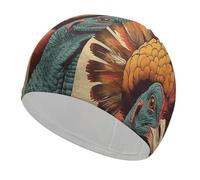 There is A Turkey on The Head Swim Cap for Women Men Swimming Hat Bath Waterproof Pool Caps for Long Thick Curly Hair