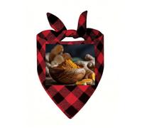 There is A Wooden Bowl Dog Bandana Plaid Triangle Pets Scarf | Funny Dog Neckwear Washable Triangle Bibs Kerchief Pet Costume Accessories for Small Medium Large Dogs Cats Birthday Gift