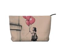 There is Always Hope and Girl with Balloons Corduroy Makeup Bag Travel Organizer Bag Cosmetic Bag Large Wide-Open Pouch