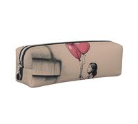 There is Always Hope and Girl with Balloons Leather Pencil Case Art Utensils Storage Bag Makeup Pouch