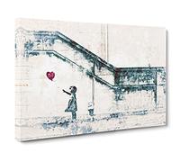 There Is Always Hope Girl With Red Balloon By Banksy Canvas Print | Gallery Wrapped 30mm Frame Wall Art | 30x20 inches | Ready to Hang | Pop Art People Picture | Living Room Bedroom Lounge Office