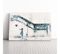 There is Always Hope Girl with Red Balloon by Banksy | Canvas Wall Art Print | Framed & Ready to Hang Picture | Modern Home Decor for Living Room, Bedroom, Kitchen or Office | 30x20 Inches