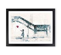 There Is Always Hope Girl With Red Balloon By Banksy In Abstract Modern Art Framed Print | A3 Black Framed Wall Art | Ready to Hang | Abstract Fantasy Picture | Living Room Bedroom Lounge Office