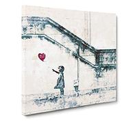 There is Always Hope Girl with Red Balloon by Banksy in Abstract Modern Canvas Wall Art Print Ready to Hang, Framed Picture for Living Room Bedroom Home Office Décor, 20x20 Inch (50x50 cm)