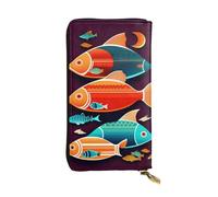 There is another fish in the fish Fashionable Leather Long Clutch Wallet for Girls and Women with Multiple Compartments, Black, One Size