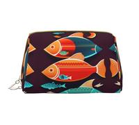 There is Another Fish in The Fish Leather Portable Makeup Bag for Cosmetics, Toiletries, and Daily Essentials