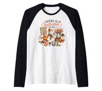 There is Autumn in My Soul Cute Ghost Pumpkin Raglan Baseball Tee
