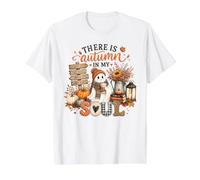 There is Autumn in My Soul Cute Ghost Pumpkin Value Graphic T-Shirt, Men, White, M