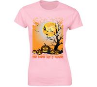 There is Magic in The Night Ladies Tshirt Halloween Horror Scary Womens Tshirt Vampire Bats Spooky Party Night Ghostly Graphic T-Shirt Light Pink - X-Large