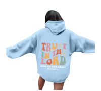 There Is Purpose In The Waiting Christian Hoodies For Women Uk, Bible Verse Letter Graphic Hoodies Plain Oversized Sweatshirts Long Sleeve Hooded Sweatshirt Pullover (Blue, XXL)