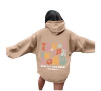 There Is Purpose In The Waiting Christian Hoodies For Women Uk, Bible Verse Letter Graphic Hoodies Plain Oversized Sweatshirts Long Sleeve Hooded Sweatshirt Pullover (Khaki, L)