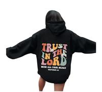 There Is Purpose In The Waiting Christian Hoodies For Women Uk, Bible Verse Letter Graphic Hoodies Plain Oversized Sweatshirts Long Sleeve Sweatshirt Pullover (Black, XXL)