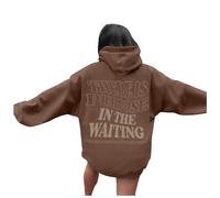 There is Purpose in The Waiting Graphic Christian Hoodies for Men Women Teen Girls UK Casual Oversized Long Sleeve Hooded Sweatshirts Tops Loose Pullover Pink Puff Hoodie,A01 Brown,XL
