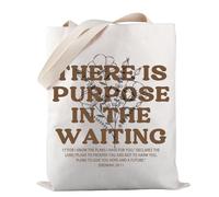 There Is Purpose In The Waiting Tote Bag Christian Religious Gift Jesus Bible Verse Shoulder Bag Faith Gift (There Is Purpose TOTE)