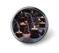 There Is Snow on The Candle Lapel Pins Round 1 Inch Lightweight Brooch Pins | Metal Shirt Pin for Suit Jacket, Secure Butterfly Clutch, Small Mini Pin Badge Gift for Coworkers & Everyday Outfit Accessory