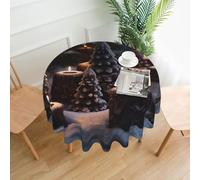 There Is Snow On The Candle Printed Round Tablecloth,Dust-Proof Wrinkle Resistant Table Cover Washable Polyester Table Cloth For Kitchen Dining Room Farmhouse Picnic Indoor Outdoor(Round 60 Inch)