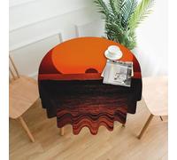 There Is Sun On The Horizon Printed Round Tablecloth,Dust-Proof Wrinkle Resistant Table Cover Washable Polyester Table Cloth For Kitchen Dining Room Farmhouse Picnic Indoor Outdoor(Round 60 Inch)