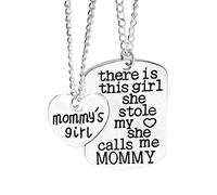 There Is This Girl She Stole My Heart She Calls Me Mommy"""" """"Mommy' s Girl"""" Engraved Pendant Necklace Set GiftStrong and Long-Lasting
