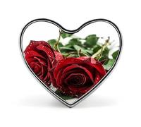 There Is Water On The Flower Heart Brooch Lightweight Aluminum Alloy Lapel Pin Personalized Decoration Love Heart Brooch Fashion Clothing Accessories Heart Pin for Women Men