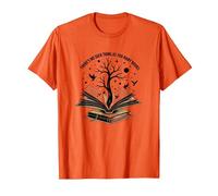 There No Such Thing As Too Many Books Reading Art T-Shirt, Men, Orange, Large