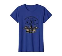 There No Such Thing As Too Many Books Reading Art T-Shirt, Women, Royal Blue, Medium