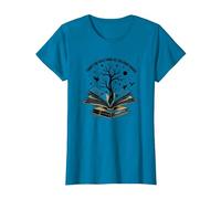 There No Such Thing As Too Many Books Reading Art T-Shirt, Women, Sapphire Blue, X-Large