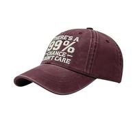There’s A 99% Chance I Don’t Care Embroidered Dad Hat Adjustable Distressed Embroidered I Don’t Care Cap Baseball Caps Low Pro Mining Hard Hat (Wine, One Size)