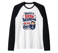 There’s a Little Seaman on My Shirt Funny Sailor Pocket Raglan Baseball Tee