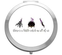There’s A Little Witch In All Of Us folding compact pocket mirror - silver round circle shape