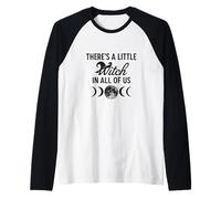 There’s A Little Witch in All of Us Moon Phases Design Raglan Baseball Tee