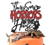 There’s Some Horrors in This House Cake Topper, Halloween Haunted House Cake Decor, Creepy Horror Scary Spooky Halloween Birthday Party Decorations Supplies
