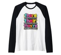 There Their They're English Grammar Teacher Funny Humor Fun Raglan Baseball Tee